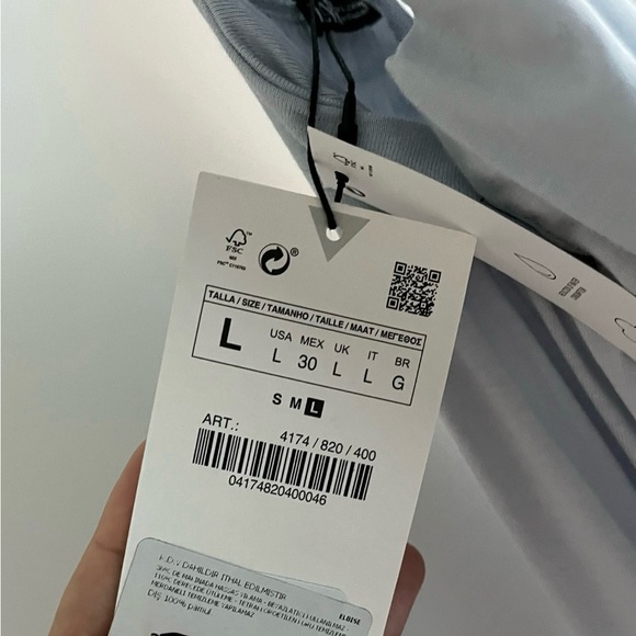 NWT - Zara Ice Blue Cotton Midi/ Maxi Dress with Cut Out and Flounce Hem sz L - Picture 10 of 10